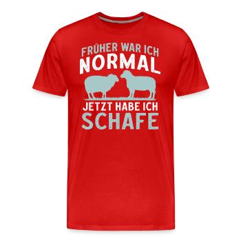 Früher war ich normal jetzt habe ich Schafe - Männer Premium Bio T-Shirt - Rot - Vorne - Damien (186cm)