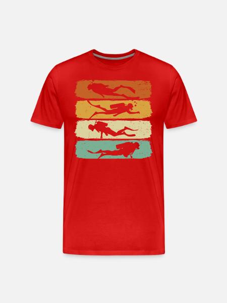 Diving Retro Diver Scuba Diver - Men's Premium Organic T-Shirt - red