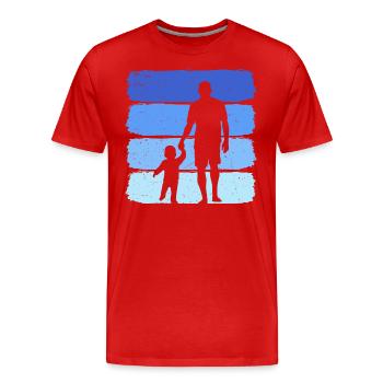 Vater mit Sohn retro papa und sohn - Männer Premium Bio T-Shirt - Rot - Vorne - Damien (186cm)