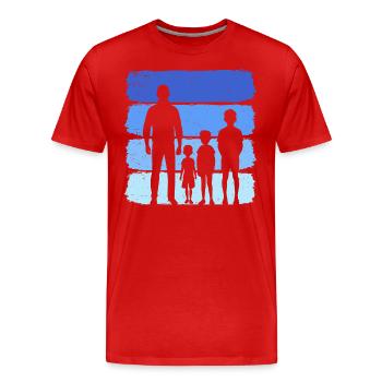 Papa und drei Kinder T-Shirt vater und 3 Söhne - Männer Premium Bio T-Shirt - Rot - Vorne - Damien (186cm)