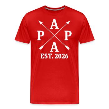 Papa Est. 2026 - Männer Premium Bio T-Shirt - Rot - Vorne - Damien (186cm)