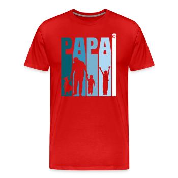 Papa und drei Kinder T-Shirt vater und 3 Söhne - Männer Premium Bio T-Shirt - Rot - Vorne - Damien (186cm)