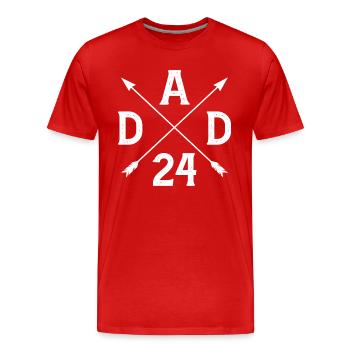 Dad 24 Vater Baby Papa 2024 - Männer Premium Bio T-Shirt - Rot - Vorne - Damien (186cm)