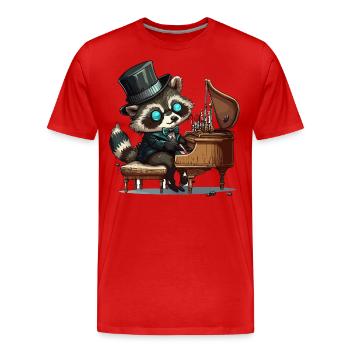 Schaukelnder Waschbär - Männer Premium Bio T-Shirt - Rot - Vorne - Damien (186cm)