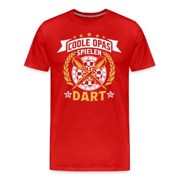 Coole Opas spielen Darts Dart Sprüche Opa Dart - Männer Premium Bio T-Shirt - Rot - Vorne - Damien (186cm)