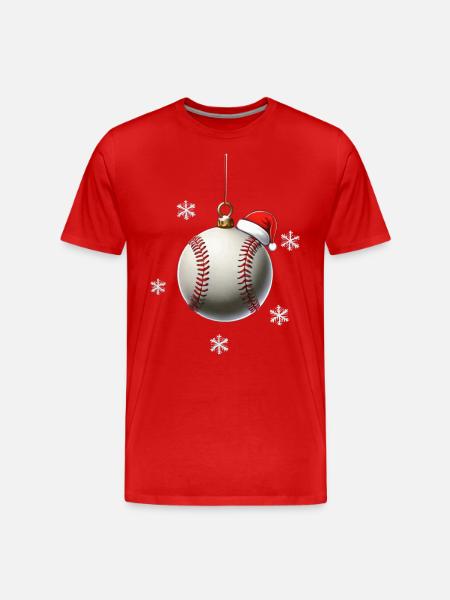 FROHE WEIHNACHTEN BASEBALL - Männer Premium Bio T-Shirt - Rot
