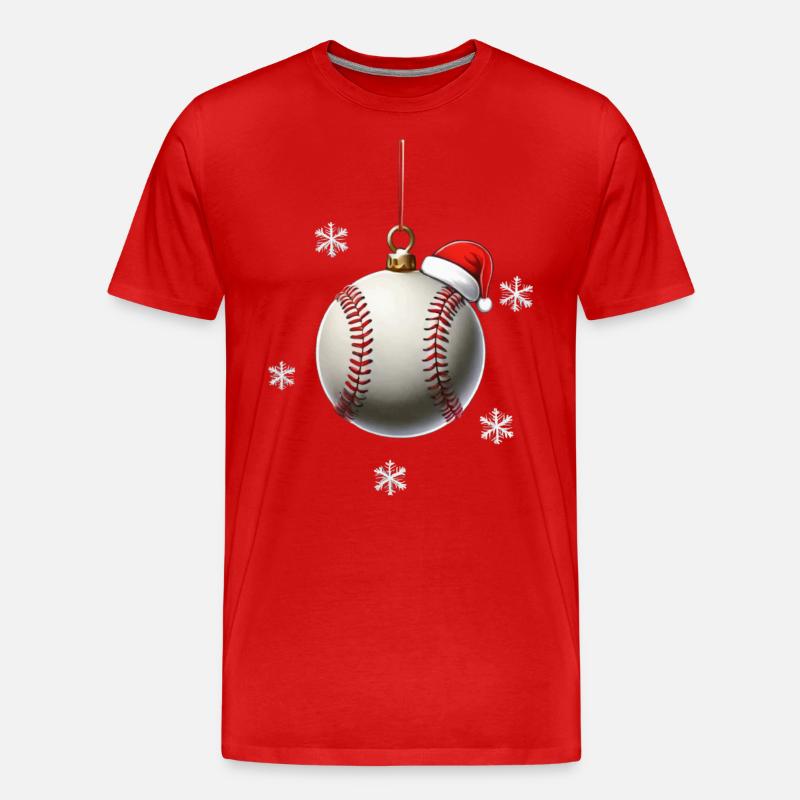 FROHE WEIHNACHTEN BASEBALL - Männer Premium Bio T-Shirt - Rot