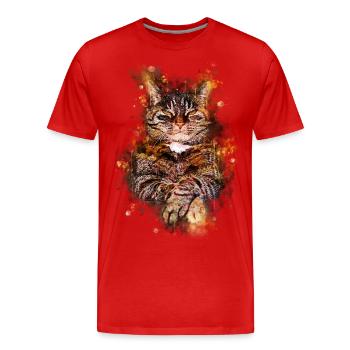 gxp chat chat comme un patron splatter aquarelle - T-shirt bio Premium Homme - rouge - Devant - Damien (186cm)