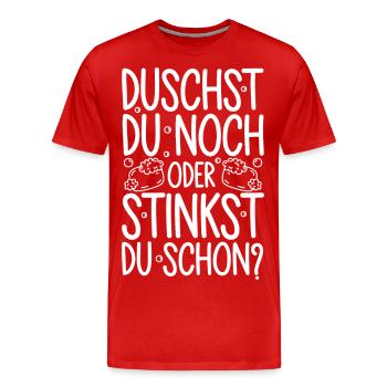 Winter Wasser sparen duschen Energiekrise - Männer Premium Bio T-Shirt - Rot - Vorne - Damien (186cm)