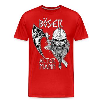 Böser Alter Mann Opa Papa Totenkopf Skull Wikinger - Männer Premium Bio T-Shirt - Rot - Vorne - Damien (186cm)
