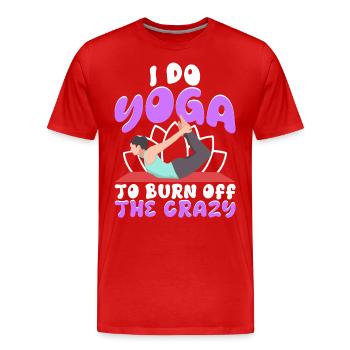 Je fais du yoga pour brûler les fous - T-shirt bio Premium Homme - rouge - Devant - Damien (186cm)