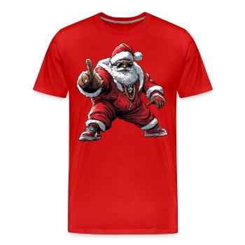 Hip Hop Christmas / Rap Santa Claus - Men's Premium Organic T-Shirt - red - Front - Damien (186cm)