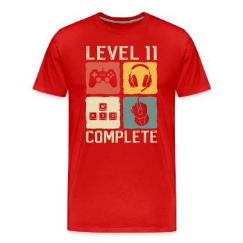 11. Geburtstag Level 11 Complete Gamer 11 Jahre - Männer Premium Bio T-Shirt - Rot - Vorne - Damien (186cm)