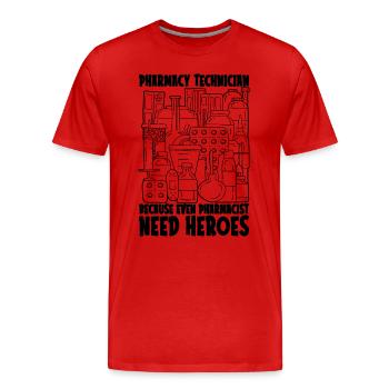 Idée cadeau pharmacie technicien en pharmacie - T-shirt bio Premium Homme - rouge - Devant - Damien (186cm)