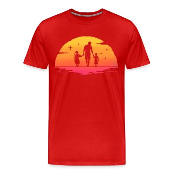 Father and daughter - father and son, father son and daughter - Men's Premium Organic T-Shirt - red - Front - Damien (186cm)