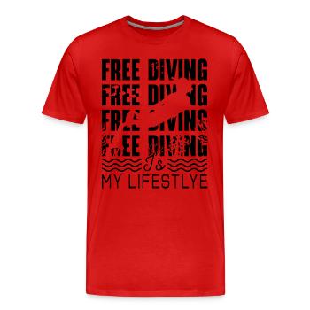 Apnée Apnée Apnée Apnée Idée Cadeau - T-shirt bio Premium Homme - rouge - Devant - Damien (186cm)