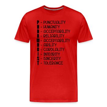 Technicien en pharmacie Technicien technicien en pharmacie Idée cadeau - T-shirt bio Premium Homme - rouge - Devant - Damien (186cm)