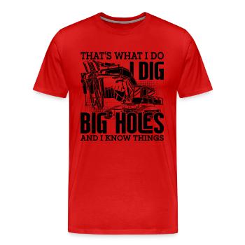 Excavatrice Ouvrier de la construction Conducteur de pelle Idée cadeau - T-shirt bio Premium Homme - rouge - Devant - Damien (186cm)