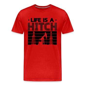 La vie est un travailleur des champs pétrolifères rétro - T-shirt bio Premium Homme - rouge - Devant - Damien (186cm)