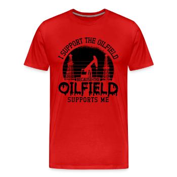 Ölfeldarbeiter Ich Unterstütze Die Oilfield Rig - Männer Premium Bio T-Shirt - Rot - Vorne - Damien (186cm)