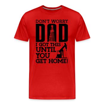 Ne t’inquiète pas, papa, j’ai ça - T-shirt bio Premium Homme - rouge - Devant - Damien (186cm)