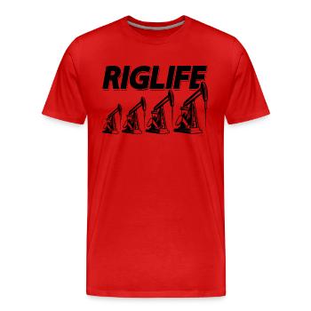 Rig Life Oilfield Arbeiter Öl Arbeiter Rougneck - Männer Premium Bio T-Shirt - Rot - Vorne - Damien (186cm)
