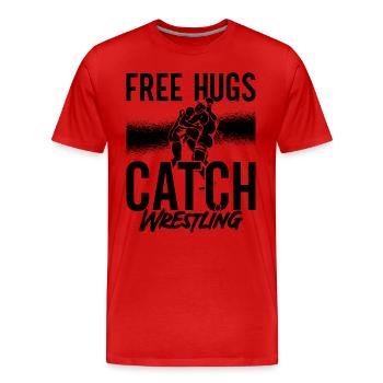 Free Hugs Catch Lutteur Combat Grappling - T-shirt bio Premium Homme - rouge - Devant - Damien (186cm)