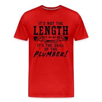 Plombier de plomberie Ce n’est pas la longueur du tuyau - T-shirt bio Premium Homme - rouge - Devant - Damien (186cm)