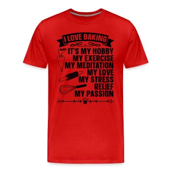 J’adore Baking Baker Bakery Chef Cupcake Bake - T-shirt bio Premium Homme - rouge - Devant - Damien (186cm)