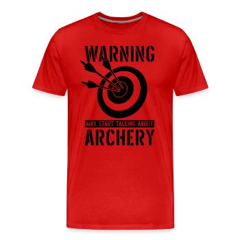 Warning May Start Archery Crossbow Shooting Archer - Men's Premium Organic T-Shirt - red - Front - Damien (186cm)