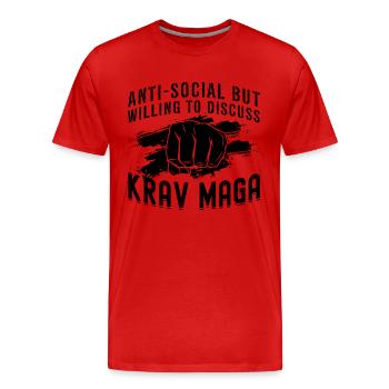 Anti-Social Mais Krav Maga Arts Martiaux MMA Fighter - T-shirt bio Premium Homme - rouge - Devant - Damien (186cm)