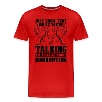 Sachez simplement que la chasse à l’arc Tir Sport Bowhunter - T-shirt bio Premium Homme - rouge - Devant - Damien (186cm)