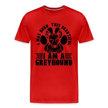 Je suis né ce coureur de lévriers de course de lévriers - T-shirt bio Premium Homme - rouge - Devant - Damien (186cm)