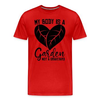 My Body Is A Veganism Healthy Eating Vegan Lover - Men's Premium Organic T-Shirt - red - Front - Damien (186cm)