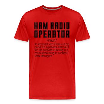 Opérateur radio amateur Une tour radio introvertie de l’OMS - T-shirt bio Premium Homme - rouge - Devant - Damien (186cm)
