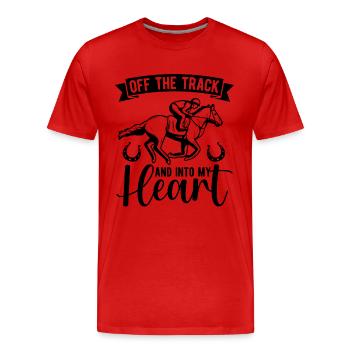 Hors piste et chevaux Animaux de course Chevaux Coureur de chevaux - T-shirt bio Premium Homme - rouge - Devant - Damien (186cm)