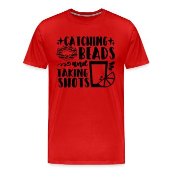 Attraper des perles et perler des bijoux en perlant - T-shirt bio Premium Homme - rouge - Devant - Damien (186cm)