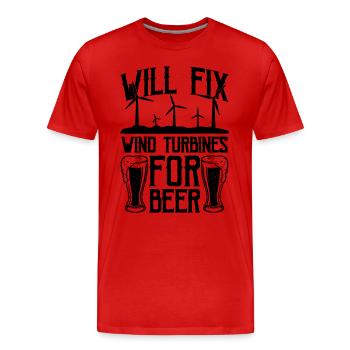 Will Fix Wind Renewable Energy Turbine Technician - Men's Premium Organic T-Shirt - red - Front - Damien (186cm)