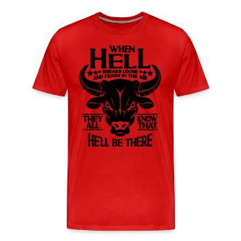 Quand l’enfer se déchaîne et le torero Bull Rider - T-shirt bio Premium Homme - rouge - Devant - Damien (186cm)