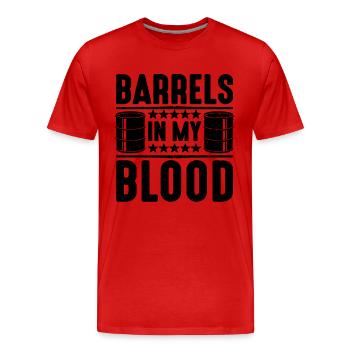 Barrels In My Blood Horseback Riding Barrel Racer - Men's Premium Organic T-Shirt - red - Front - Damien (186cm)