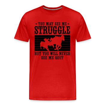 You May See Me Retro Calf Roping Steer Wrestler - T-shirt bio Premium Homme - rouge - Devant - Damien (186cm)
