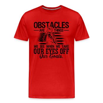 Obstacles Are Things We See Western Horse Horseman - Men's Premium Organic T-Shirt - red - Front - Damien (186cm)