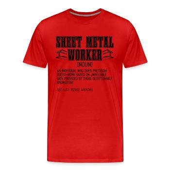 Travailleur de la tôlerie Un individu qui travaille le métal - T-shirt bio Premium Homme - rouge - Devant - Damien (186cm)