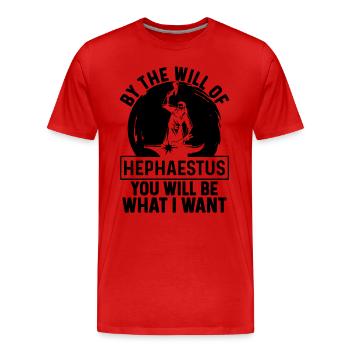 Par la volonté d’Héphaïstos forgerons ferronniers - T-shirt bio Premium Homme - rouge - Devant - Damien (186cm)