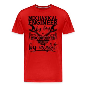 Ingénieur mécanique de jour Génie du bois - T-shirt bio Premium Homme - rouge - Devant - Damien (186cm)