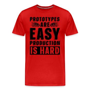 Les prototypes sont faciles Programmeur Ingénieur Robotique - T-shirt bio Premium Homme - rouge - Devant - Damien (186cm)