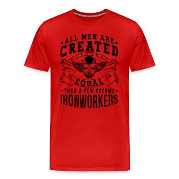 Tous les hommes sont créés égaux métallurgistes Métallurgistes - T-shirt bio Premium Homme - rouge - Devant - Damien (186cm)