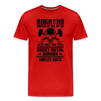 Death Smiles At All Fabricator Sheet Metal Workers - Men's Premium Organic T-Shirt - red - Front - Damien (186cm)