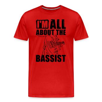 Je suis tout au sujet de la guitare basse guitariste bassiste - T-shirt bio Premium Homme - rouge - Devant - Damien (186cm)
