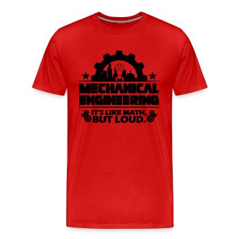 Le génie mécanique, c’est comme un mécanicien d’avion - T-shirt bio Premium Homme - rouge - Devant - Damien (186cm)